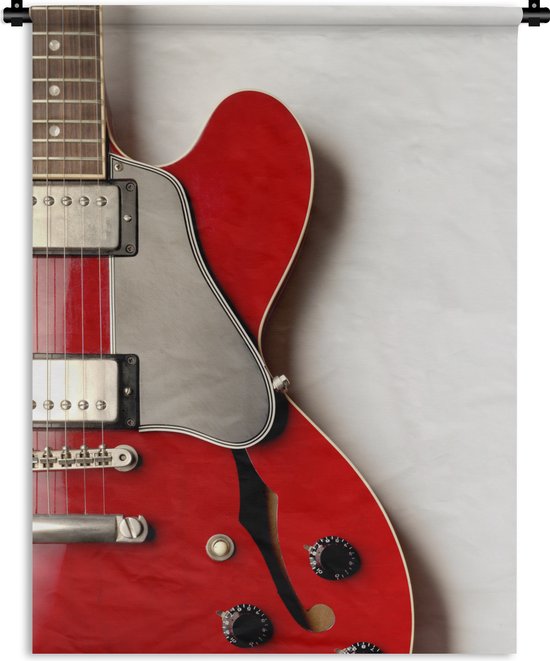 Wandkleed Elektrische gitaar - Een rode elektrische gitaar Wandkleed katoen 60x80 cm - Wandtapijt met foto