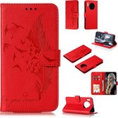 Voor Huawei Mate 30 Feather Pattern Litchi Texture Horizontal Flip Leather Case met houder & portemonnee & kaartsleuven (rood)