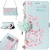 Voor Galaxy Note 8 Sakura Flower Pattern Horizontale Flip Leather Case met houder & kaartsleuven & Pearl Flower Ornament & Chain