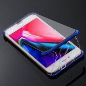 Ultradun hoekig frame Magnetische absorptie Dubbelzijdig gehard glazen omhulsel voor iPhone 8 Plus (blauw)