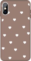 Voor iPhone XS / X Meerdere Love-hearts patroon kleurrijke Frosted TPU telefoon beschermhoes (kaki)