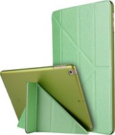 Voor iPad 10,2 inch zijde textuur horizontale vervorming Flip lederen tas met houder (groen)