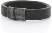 Josh Vintage Heren Armband Leer;Metaal - Zwart