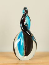Druppel met gedraaide punt, aqua 21 cm. Glasdruppel, glaskunst, glazen druppel (2a002)