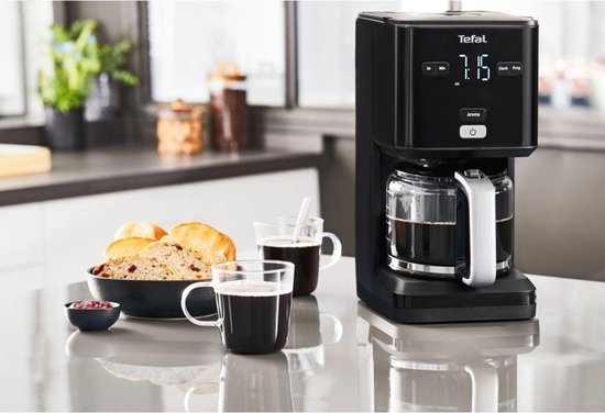 Tefal Smart & Light CM6008 - Filter koffiezetapparaat - 1.25L - Digitaal Display met Timer - 15 Kopjes - Warmhoudfunctie - Zwart