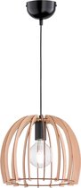LED Hanglamp - Iona Wody - E27 Fitting - Rond - Mat Lichtbruin Hout