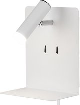 LED Wandlamp - Iona Elonant - 6W - Warm Wit 3000K - USB Oplaadfunctie - Mat Wit - Aluminium