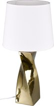 LED Tafellamp - Iona Aneby - E27 Fitting - Rond - Glans Goud - Keramiek/Textiel