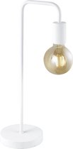 LED Tafellamp - Iona Dolla - E27 Fitting - Rond - Mat Wit - Aluminium