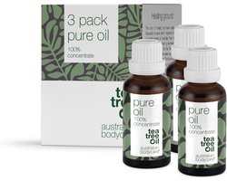 Australian Bodycare Pure Tea Tree Olie 3x30 ml - Pakket met 3 flesjes pure Tea Tree Olie - 100% puur natuurproduct tegen huidproblemen - Houdt de goede flora op de huid in balans - Effectief bij jeugdpuistjes, pukkeltjes en andere huidproblemen