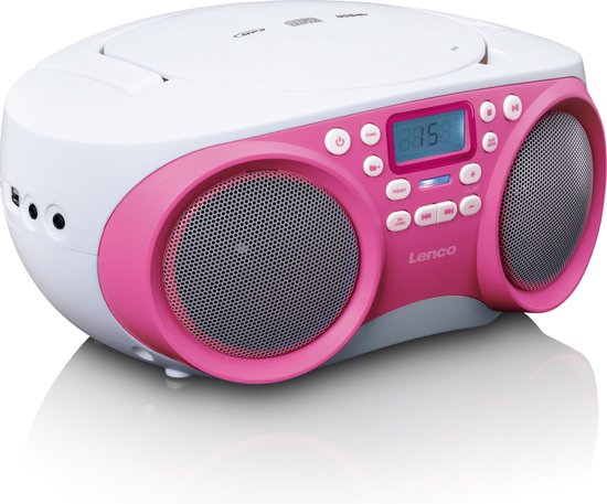 Lenco SCD-37 USB Pink - Radio FM et lecteur CD/USB portable - Rose