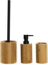 Badkamerset met wc-borstelhouder zeeppompje en beker bruin bamboe hout - Toilet/badkamer accessoires