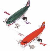 Speelgoed propellor vliegtuigen setje van 2 stuks groen en rood 12 cm - Vliegveld maken spelen voor kinderen