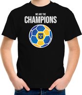 Zweden EK/ WK supporter t-shirt - we are the champions met Zweedse voetbal - zwart - kinderen - kleding / shirt S (122-128)
