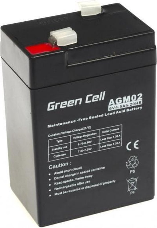 Van Negende kapitalisme Green Cell 6V 4.5Ah (4.6mm) 4500mAh VRLA AGM accu | bol.com