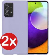 Samsung Galaxy A52 Hoesje Siliconen Case Cover - Samsung A52 Hoesje Cover Hoes Siliconen - Lila - 2 PACK