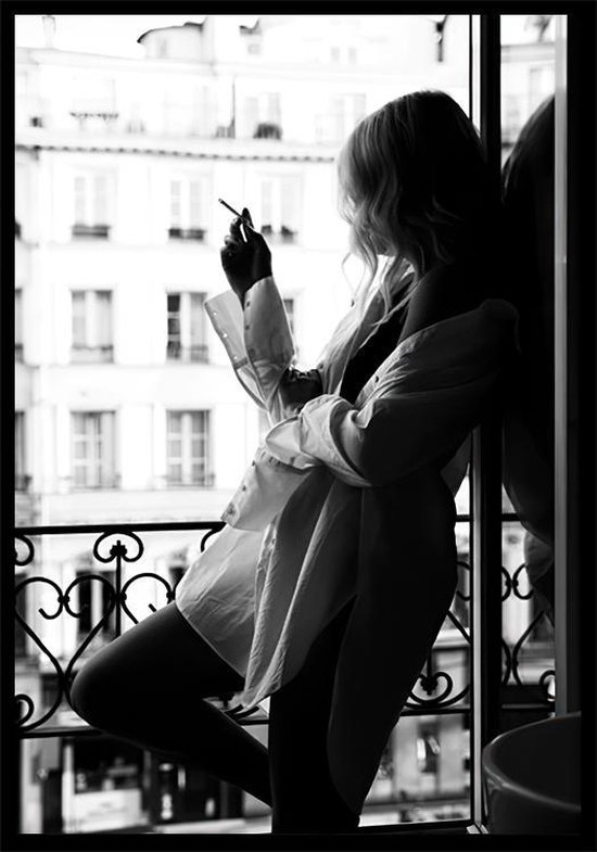Balcony Women A4 luxury zwart wit poster