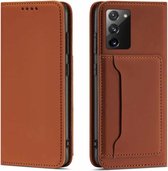 Voor Samsung Galaxy S20 FE Sterk magnetisme Vloeibaar gevoel Horizontaal Flip lederen tas met houder & kaartsleuven & portemonnee (bruin)