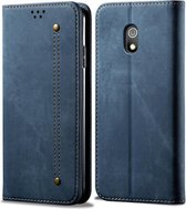 Voor xiaomi redmi 8A denim textuur casual stijl horizontale flip lederen case met houder & kaartsleuven & portemonnee (blauw)