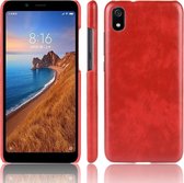 Shockproof Litchi Texture PC + PU Case voor Xiaomi Redmi 7A (rood)