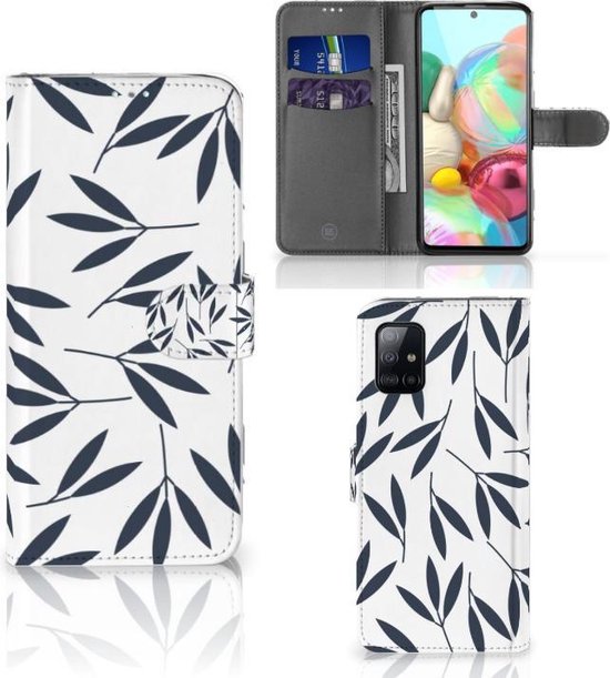 Samsung Galaxy A71 Hoesje Leaves Blue