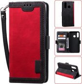 Voor Huawei Y6 (2019) Retro Splicing Horizontaal Flip Leren Case met Kaartsleuven & Houder & Portemonnee (Rood)