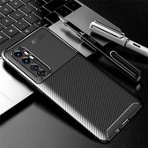 Voor Xiaomi Mi Note 10 lite Carbon Fiber Texture Shockproof TPU Case (Zwart)