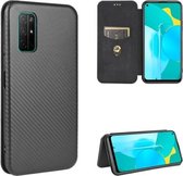 Voor Huawei Honor View30 Carbon Fiber Texture Magnetische Horizontale Flip TPU + PC + PU Leather Case met Card Slot (Black)