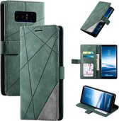 Voor Samsung Galaxy Note 8 Skin Feel Splicing Horizontale flip lederen tas met houder & kaartsleuven & portemonnee & fotolijst (groen)