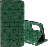 Voor Samsung Galaxy A02s Lucky Flowers Embossing Pattern Magnetische horizontale flip lederen tas met houder & kaartsleuven (groen)