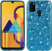 Voor Huawei P Smart (2020) Glitterpoeder Schokbestendig TPU-beschermhoes (blauw)