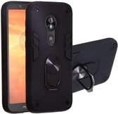 Voor Motorola E5 Play / E5 (Amerikaanse versie) 2 in 1 Armor Series PC + TPU beschermhoes met ringhouder (zwart)