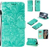 Voor Nokia C1 Kant Bloem Horizontale Flip Leren Case met Houder & Kaartsleuven & Portemonnee & Fotolijst (Groen)