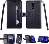 Voor Huawei Mate 20 lite Multifunctionele Rits Horizontale Flip Leren Case met Houder & Portemonnee & 9 Kaartsleuven & Lanyard (Zwart)