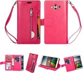 Voor Huawei Mate 10 Multifunctionele Rits Horizontale Flip Leren Case met Houder & Portemonnee & 9 Kaartsleuven & Lanyard (Rose Rood)