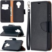 Voor Nokia 3.4 Litchi Textuur Pure Kleur Horizontale Flip Leren Case met Houder & Kaartsleuven & Portemonnee & Lanyard (Zwart)