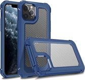 Voor iPhone 11 Transparante koolstofvezeltextuur Robuust Full Body TPU + PC Krasbestendig schokbestendig hoesje (blauw)