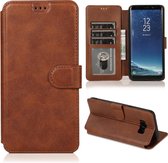 Voor Samsung Galaxy S8 Kalf Textuur Magnetische Gesp Horizontale Flip Lederen Case met Houder & Kaartsleuven & Portemonnee & Fotolijst (Koffie)