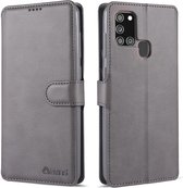 Voor Samsung Galaxy A21s AZNS Kalfsstructuur Horizontale Flip Leren Case met Houder & Kaartsleuven & Portemonnee & Fotolijst (Grijs)