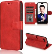 Voor Huawei Honor 10 Kalfs Textuur Magnetische Gesp Horizontale Flip Leren Case met Houder & Kaartsleuven & Portemonnee & Fotolijst (Rood)