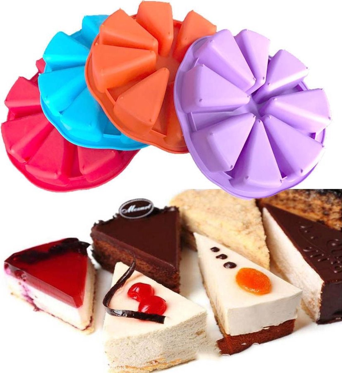 DIY siliconen achtpunts driehoek siliconen cakevorm bakgereedschap, willekeurige kleurlevering (27 Ã— 4,5 cm)
