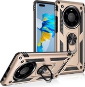 Voor Huawei Mate 40 Pro + schokbestendige TPU + pc-beschermhoes met 360 graden roterende houder (goud)