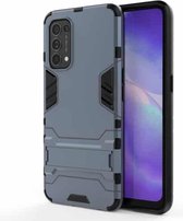 Voor OPPO Reno5 PC + TPU schokbestendige beschermhoes met houder (marineblauw)