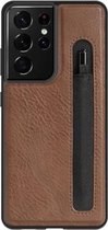 Voor Samsung Galaxy S21 Ultra 5G NILLKIN Aoge Series schokbestendige lederen tas met kaartsleuf (bruin)