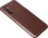 Voor OPPO Realme 6 koolstofvezel textuur schokbestendige TPU case (bruin)