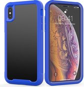 Voor iPhone XS / X Transparant Serie Frame TPU + PC Stofdicht Krasbestendig Valbestendig Beschermhoes (Blauw)