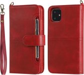 Voor iPhone 11 multifunctionele afneembare magnetische horizontale flip lederen tas met kaartsleuven en houder en portemonnee en fotolijst (rood)