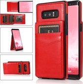 Voor Samsung Galaxy Note 8 effen kleur PC + TPU beschermhoes met houder en kaartsleuven (rood)
