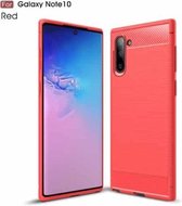 TPU-hoesje van koolstofvezel met geborstelde textuur voor Galaxy Note10 (rood)