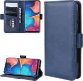Portemonneehouder Leren mobiele telefoonhoes voor Galaxy A20E, met portemonnee & houder & kaartsleuven (donkerblauw)
